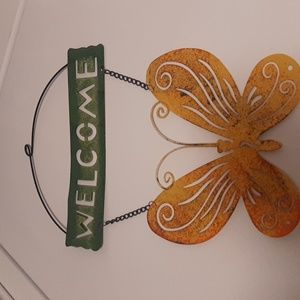 Handmade Butterfly Wall Art Metal 3D "Butterfly Welcome" Hanging Decorations